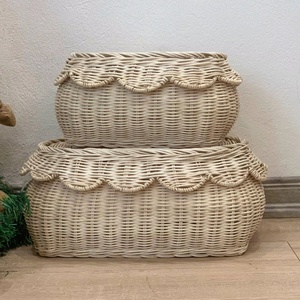 Nueva Llegada Best Buy Cesta de Ratán Natural Tejida a Mano Flora SCALLOP Cestas de Almacenamiento de Ratán Hecho a Mano de Vietnam - Product Image 5