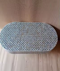 Table basse ronde moderne faite à la main écologique avec incrustation d'os de conception florale polie en résine noire Artisanat artisanal de haute qualité - Product Image 6