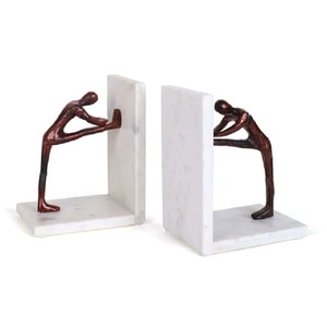 Exclusive Marble Bookend Set with Abstract Human Figure Sculpture Decorative <b>Book</b> Holder for Home Office <b>Library</b> Shelf - Product Image 4