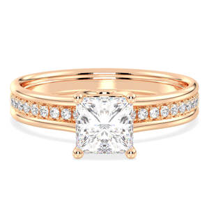 Bagues de fiançailles solitaires en argent sterling 925 et moissanite REYES, prix d'usine, pour femmes, plaquées or rose 14 carats, bijoux classiques - Product Image 1