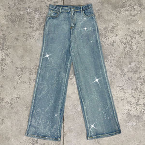 Skinny Fit High Waist <b>Plus</b> <b>Size</b> Women's Jeans Fashionable Retro Trend Diamond Design Straight Leg Jeans with Buttons - Product Image 2