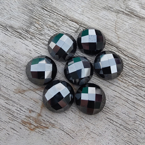 Pierre précieuse naturelle hématite AAA+ taillée en losange, ronde, calibrée, à dos plat, pour la fabrication de bijoux - Product Image 5