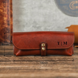 Étui à lunettes en cuir de vachette véritable souple, pochette de luxe fine faite à la main, housse de voyage pour lunettes de lecture LGC-0124 - Product Image 1