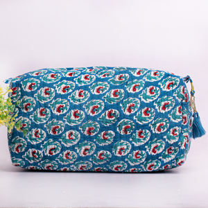 Luxury Handmade Block Printed Fashionable Makeup <b>Bag</b> Set EcoFriendly Water Resistant LargeCapacity Travel Cosmetic Organizer <b>Bag</b> - Product Image 3