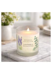 Botanical Collection Lavender Eucalyptus Scented Soy Wax Candle Cylinder Glass Jar Eco-Friendly Luxury for Christmas Diwali - Product Image 3