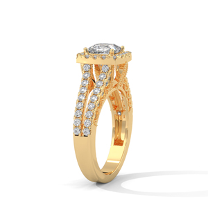 Bague Halo en Diamant Taille Princesse avec Bande en Or, Diamant de Laboratoire, Bijoux de Fiançailles et de Mariage pour Femme - Product Image 2