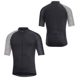 Maillot de Ciclismo Personalizado para Hombre, Manga Corta, Corte Aerodinámico, Color Negro Sólido, Cierre Completo, Mangas Texturizadas, Ropa para Ciclismo de Carreras - Product Image 2