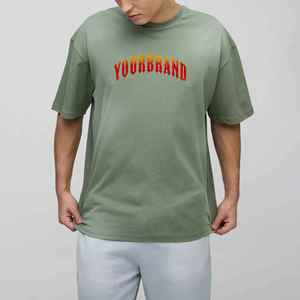 Top Plus Size Drop Shoulder 100% Cotton Sun Fade Wash Men's T-shirt Custom Embroidered Logo Heavyweight Oversized <b>Hip</b> Hop Quick - Product Image 4