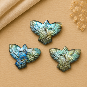 Sculpture d'aigle en labradorite de 30 mm, pendentif artisanal en pierre précieuse pour la fabrication de bijoux, décoration, artisanat, fournitures en gros - Product Image 2