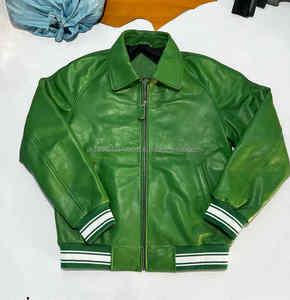 Chaqueta de cuero de oveja auténtica, abrigo de invierno Formal con cuello de plumón y cremallera Original para hombres y mujeres, proceso recubierto ODM - Product Image 1