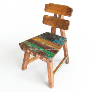 Chaise de salle à manger rustique artisanale en bois de bateau récupéré, écologique, couleur naturelle, pour intérieur/extérieur, mobilier de villégiature, maison, villa - Product Image 2