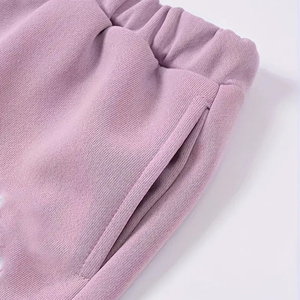 Ensemble sweat-shirt et short rose uni pour bébés filles, col rond, manches longues, décontracté, automne, ensemble de vêtements 2 pièces - Product Image 6