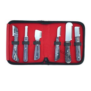 6pcs Pet Grooming Stripping <b>Knife</b> <b>Set</b> Stainless Steel Blades Wooden Handle Dog Cat Fur Trimming Tool for Shedding Control Coat - Product Image 1