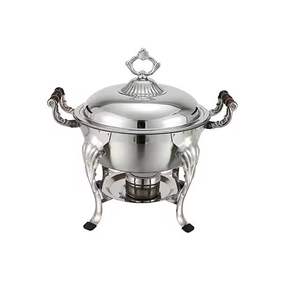 Luxury Gold Chafing Dish with Ornate Lid Premium Buffet Food <b>Warmer</b> Elegant Catering Serving Dish with Stand - Product Image 4