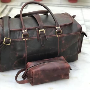 กระเป๋าหนังวัวแท้แบบดัฟเฟิล สำหรับเดินทาง น้ำหนักเบา พกพาสะดวก สไตล์วินเทจ แฟชั่น ซิปปิด ความจุขนาดใหญ่ 36-55 ลิตร - Product Image 1