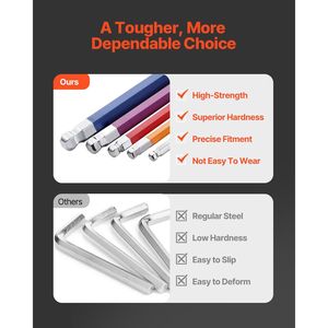 Set di chiavi a brugola SAE e metrica con sfera a braccio lungo Set di chiavi esagonali - Product Image 5