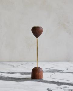 Nordic Style Natural Wood <b>Candle</b> Holder Set with <b>Gold</b> Metal Stem Heart Shape Wooden Taper Stand for Minimalist Wedding Decor - Product Image 3