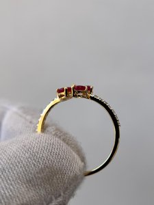 แหวนทับทิมทรงลูกแพร์ ดีไซน์วินเทจ เงินแท้ 925 ชุบทอง 14K ประดับทับทิมแดงเม็ดเดี่ยว แหวนหมั้น - Product Image 6