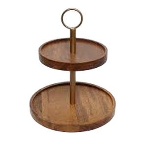 NOUVEAU PRIX DE GROS EN BAMBOU Présentoir en bois à 2 niveaux Support de table pour pâtisserie Outil à gâteau en bois pour restaurant et fêtes Stand à gâteau - Product Image 1