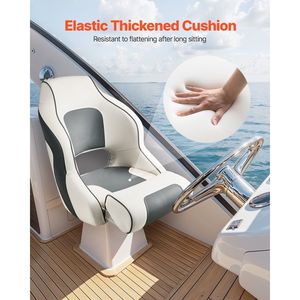 Siège de bateau à dossier haut ergonomique en cuir PVC, chaise de capitaine rabattable avec coussin en éponge épaissi, chaise de pêche imperméable - Product Image 5