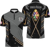 Maillot personnalisé 8 Ball à demi-zip pour snooker, billard et pool (Tenue d'équipe)