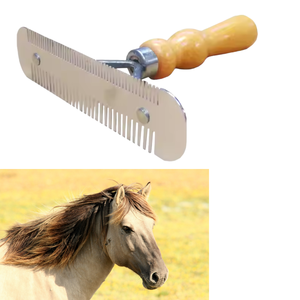 Peigne à picots en acier inoxydable avec manche en bois, réutilisable, pour le toilettage des chevaux, des moutons et des chèvres, manche de peigne de toilettage pour chevaux - Product Image 6