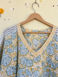 Bata Kimono con Estampado de Dibujos Animados para Mujer, 100% Algodón, Camisón de Verano Hecho a Mano, Cuello en V, Cintura Elástica, Largo hasta la Rodilla - Product Image 4