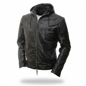 Veste en cuir pour homme, mode automne-hiver, style décontracté et ample, style motard, en vente en gros. - Product Image 1