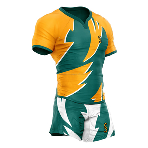 Ensembles d'uniformes de rugby 100% polyester, séchage rapide, antibactériens, grandes tailles, ensembles de maillots de rugby personnalisés par sublimation pour les écoles et les clubs - Product Image 5