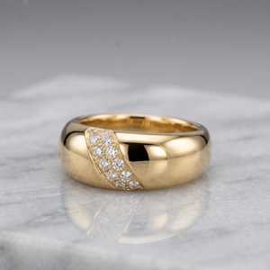Wide Band Round Cut Lab Grown Diamond <b>Dome</b> <b>Ring</b> 18K Solid Gold Fine Jewelry Father's Birthday Wishes Gift Her - Product Image 1