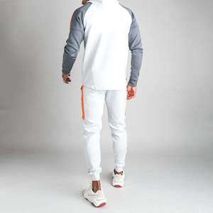 Men's <b>White</b> Color Blocking Printed Tracksuit Full Zip Hooded Sporty Casual <b>Jogger</b> Set Side Pockets Breathable Eco-Friendly Quick - Product Image 4