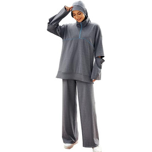 Women's <b>Modest</b> Muslim Activewear <b>Sets</b>-Quick Dry Breathable Lightweight Polyester/Cotton Jogging Running Fitness Gym Tracksuits - Product Image 6