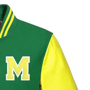 Veste universitaire verte et jaune avec lettre M brodée sur le devant, veste en coton de style preppy pour homme, vêtement d'automne - Product Image 4
