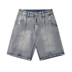 Short en jean vintage pour homme 100% coton pantalon baggy mi-vaqueros ample Streetwear simple pour l'été Style de rue en détresse - Product Image 5