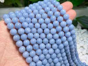 Perles rondes lisses en angelite bleue naturelle AA, 4 mm, 6 mm, 8 mm, 10 mm, 12 mm, pierres précieuses en vrac pour la fabrication de bijoux - Product Image 2