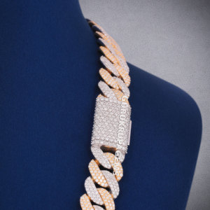 A <b>22</b> Inches 14mm miami two tone unisex cuban round cut diamonds ready to ship luxury look cuban diamond bail tester pass diamond - Product Image 3
