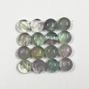 อัญมณีทรงหลังเบี้ยทรงกลมฟลูออไรต์4มม. ถึง10มม. อัญมณีหลายสีตามธรรมชาติของแท้ - Product Image 1