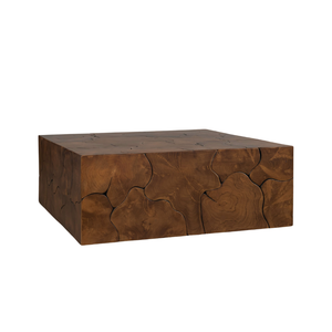 Mesa de Centro de Lujo de Madera de Teca Sólida, Hecha a Mano, de Madera Orgánica, Estilo Rústico Moderno para Sala de Estar - Product Image 2