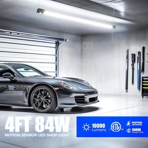 BS84 84W 5000K 10000LM LED Sensor Workshop <b>Lights</b> Motion Activated 4FT <b>Plug</b> Fixtures for Garage & Shop Linka Compatible - Product Image 2