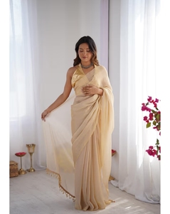 Sari de Tela Sólida KV con Blusa Sin Coser - Product Image 2