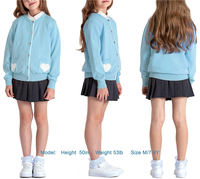 Cardigan en coton tricoté 100 % pour fille, col rond, manches longues, boutonné, avec poches cœur, hauts d'uniforme scolaire primaire