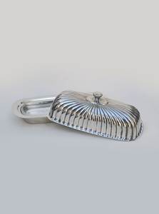 Plat à beurre en laiton avec couvercle et poignée, motif floral, plaqué argent, qualité alimentaire, plateau à beurre de haute qualité, décoration de table. - Product Image 3