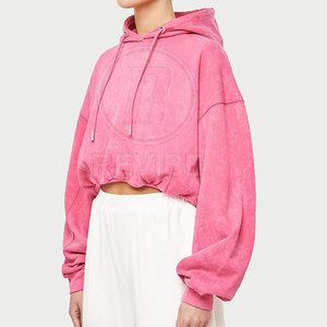 Hoodies courts pour femmes, décontractés, pour l'hiver, 100% coton, respirants, écologiques, avec logo personnalisé sur le devant, designs personnalisés - Product Image 3