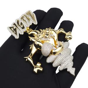 จี้ฮิปฮอปแบบกำหนดเอง Big Taz ชื่อสั่งทำ ประดับเพชรโมอิสซาไนต์เคลือบทอง รูปตัวการ์ตูน - Product Image 4