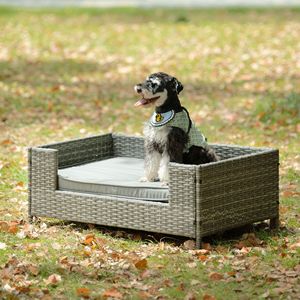 Enclos de lit saisonnier en osier PE pour animaux de compagnie Mobilier d'extérieur pour chien avec coussin pour le camping Élégant et durable - Product Image 4