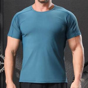 T-shirt de sport pour homme à manches courtes en Spandex/Polyester, imprimé, élastique, design vierge, ourlet circulaire, col rond, pour la gym, décontracté, usage quotidien - Product Image 2