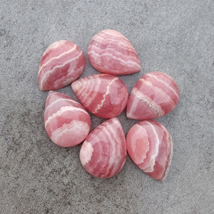 Cabochon de rhodochrosite naturelle, forme poire, dos plat, calibré, pierre précieuse rose - Product Image 5