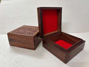 Boîte de rangement en bois sculptée à la main, écologique, art populaire, Arbre de Vie, doublure en velours, emballage cadeau décoratif, vente en gros OEM - Product Image 2