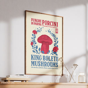 Arte de pared en lienzo para cocina, ilustración de póster de comida vintage con hongos, decoración de pared retro para cocina, impresión en lienzo - Product Image 3