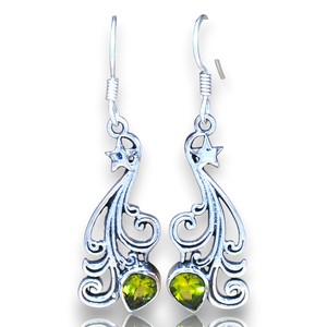 Ancient Look 925 Sterling Silver Pear Brilliant Cut Bezel Set Peridot Gemstone Nice <b>Earrings</b> Bulk Wholesale Silver <b>Fine</b> <b>Earrings</b> - Product Image 1
